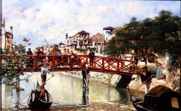 Venedig (olie på panel) af Jose Villegas Cordero