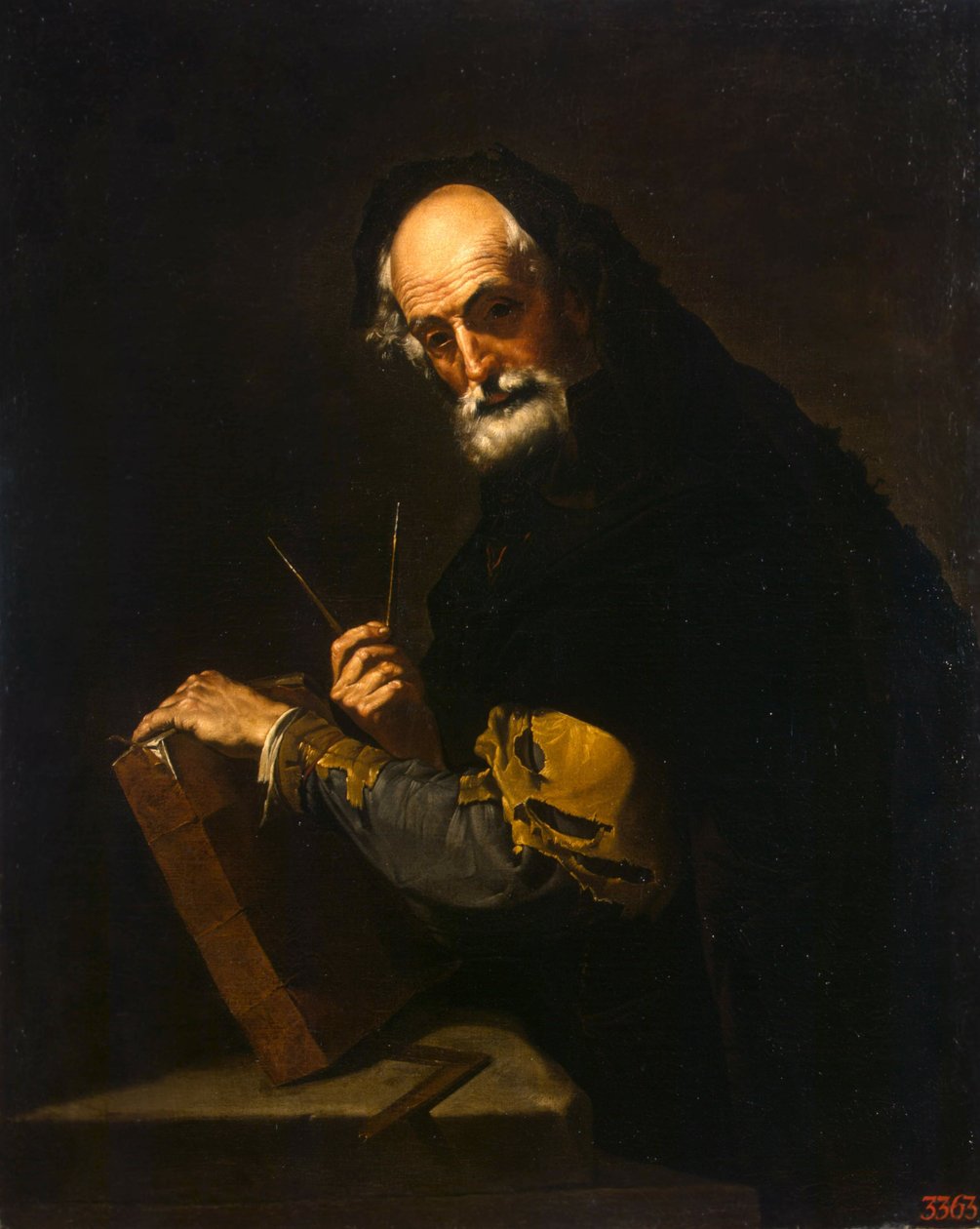 Filosof med en bog, et kompas og goniometer, 1630 af Jusepe de Ribera