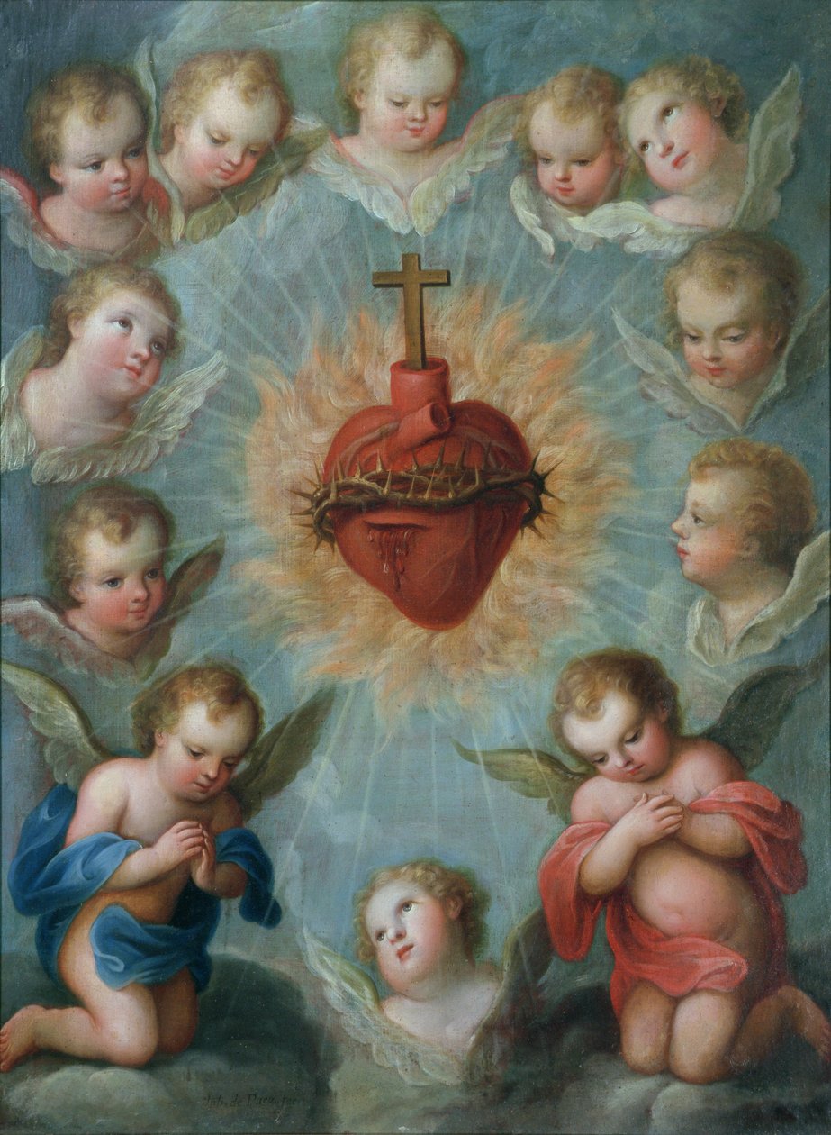 Jesu hellige hjerte omgivet af engle, ca. 1775 af Jose de or Joseph Paez