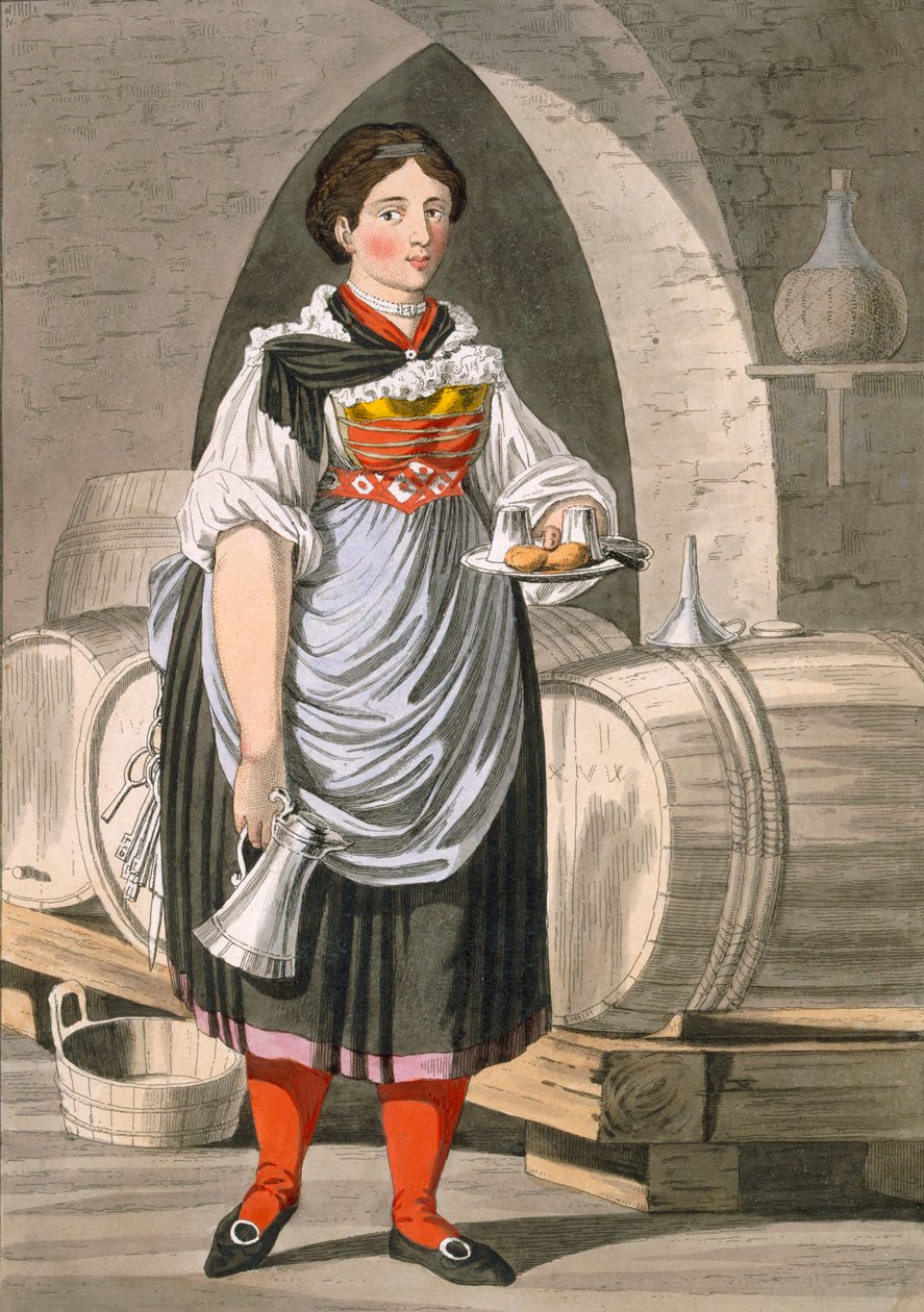 En tjenestepige på en kro nær Innsbruck, ca. 1800 af Josef Anton Kapeller