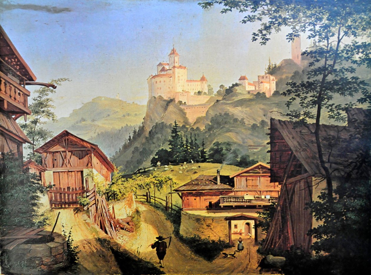 Waidbruck med Trostburg i baggrunden af Josef Arnold derJüngere