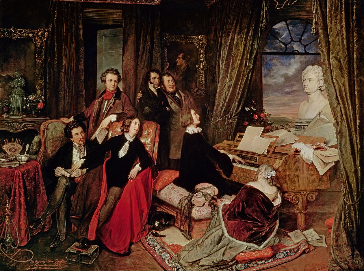 Liszt ved klaveret, 1840 af Josef Danhauser