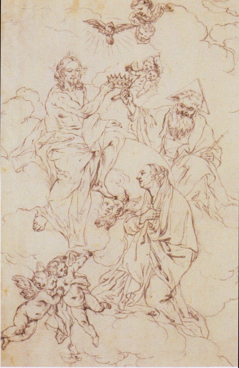 Design til "Marys kroning" i Kreuzbergl -kirken i Klagenfurt af Josef Ferdinand Fromiller