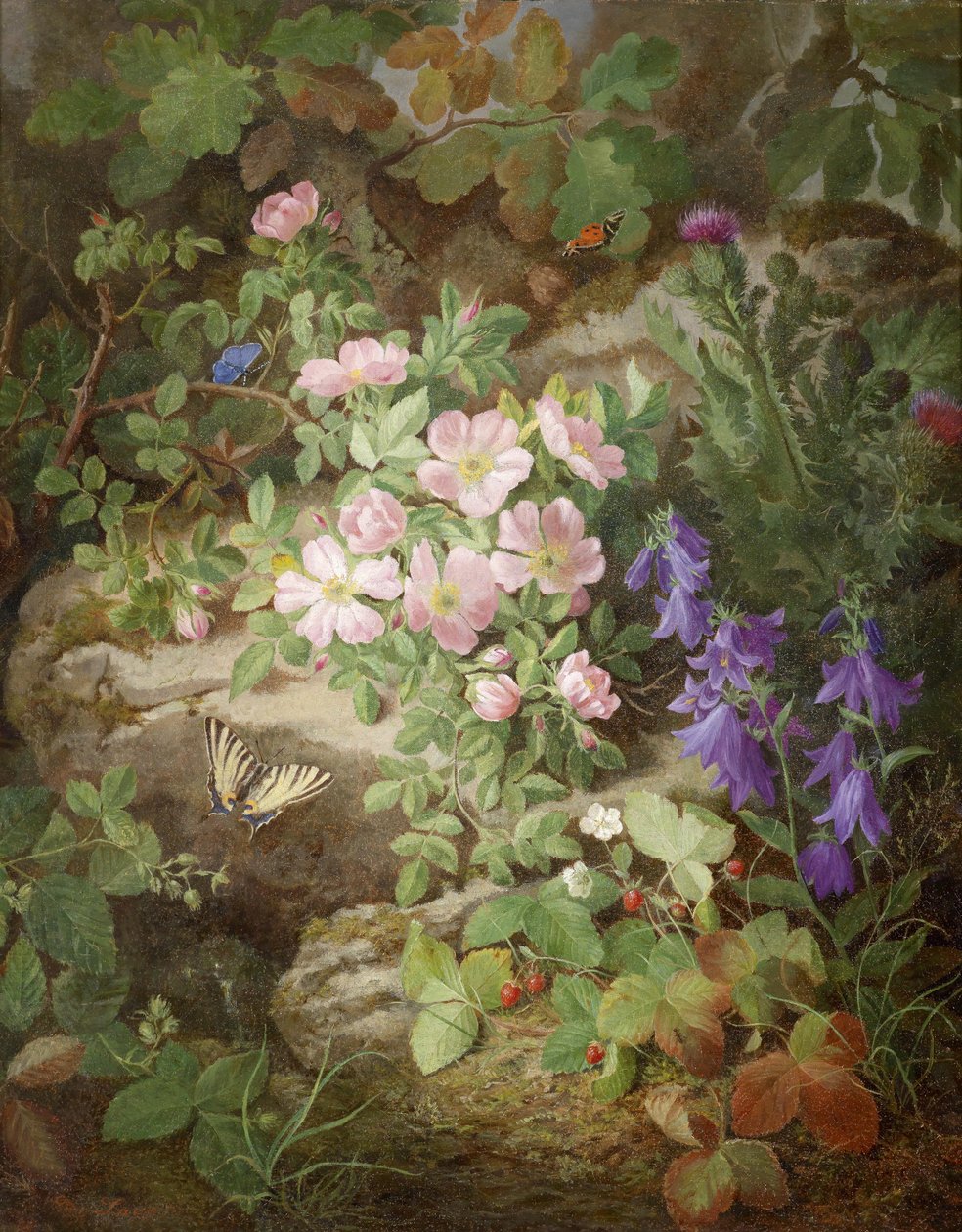 Stort stilleben med alpine blomster af Josef Lauer