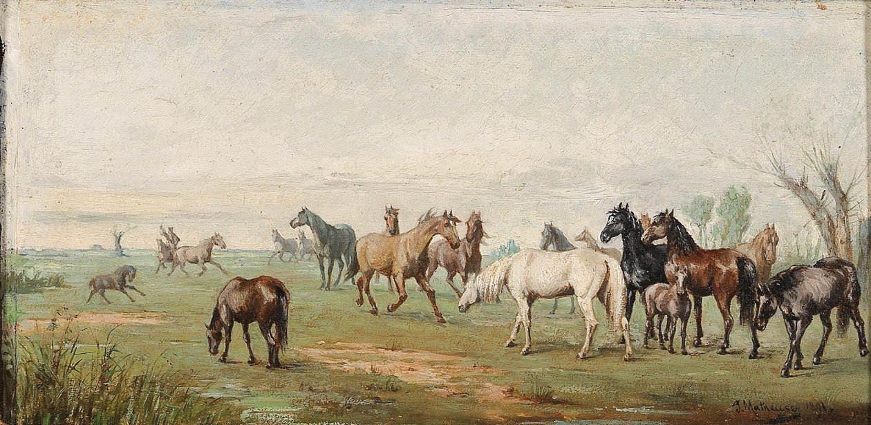 Hestebesætning med Herdsman af Josef Mathauser