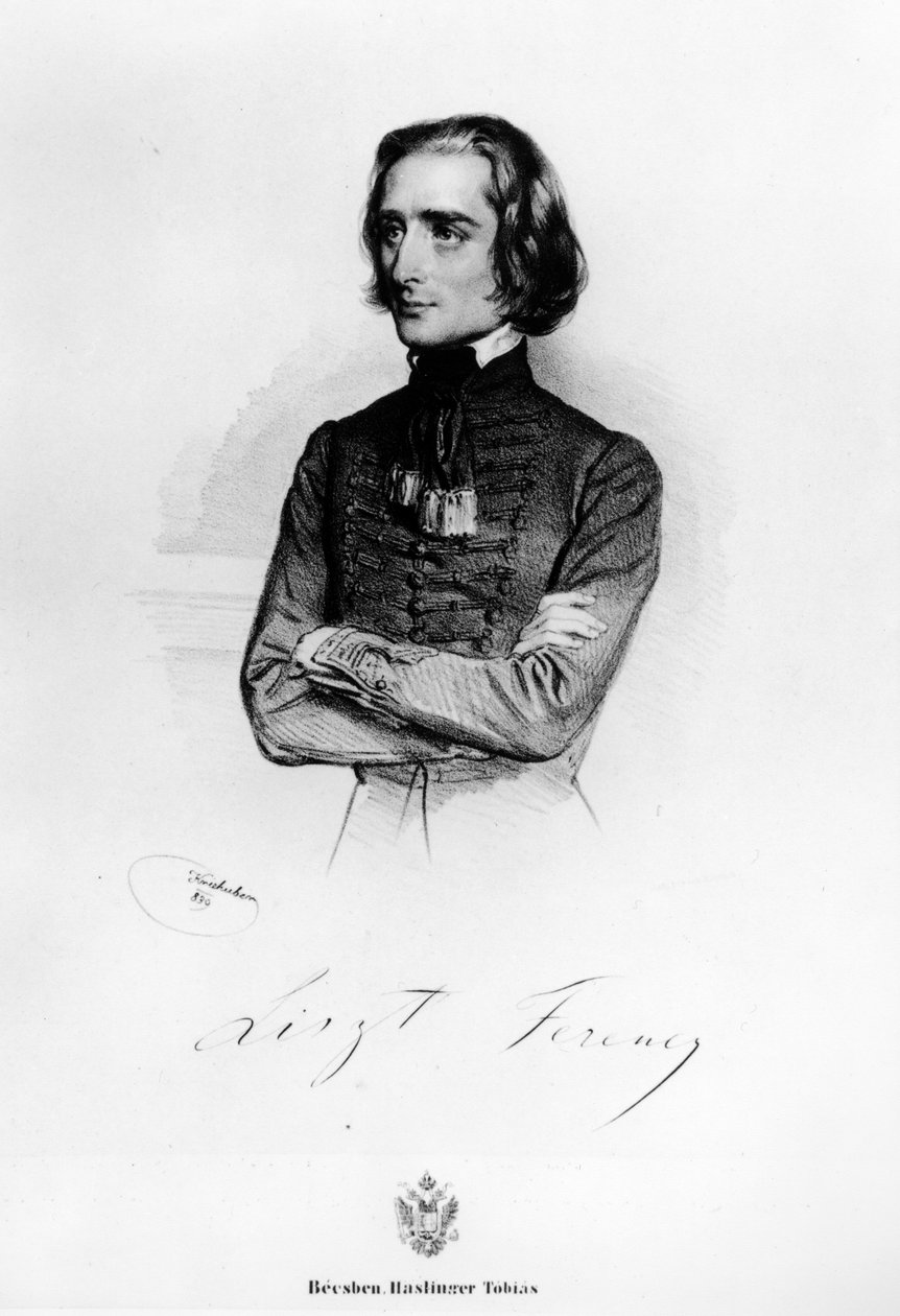 Portræt af Franz Liszt (1811-86) 1839 af Josef Nikolaus Kriehuber