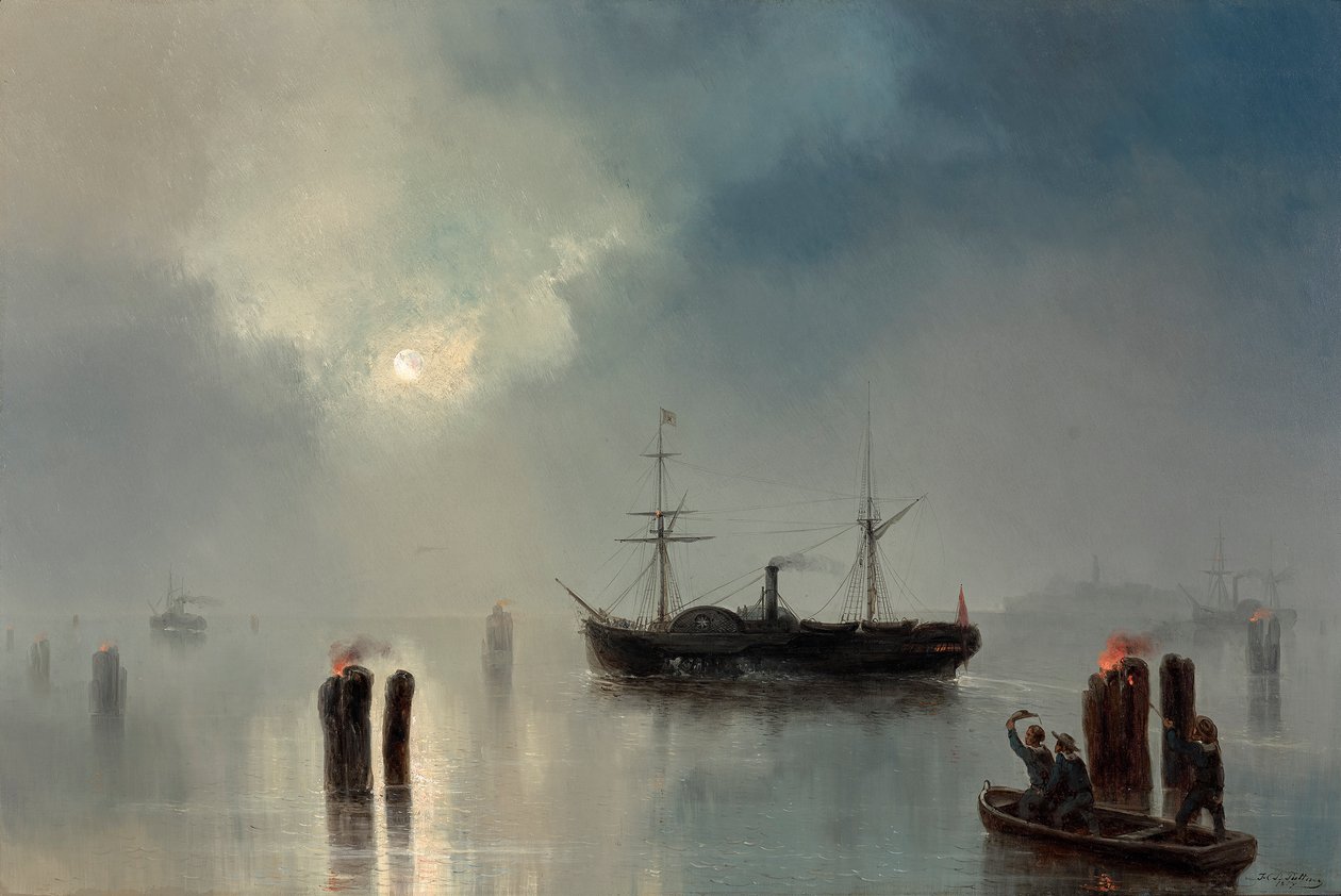 Natkørsel i lagunen af Josef Carl Berthold Püttner