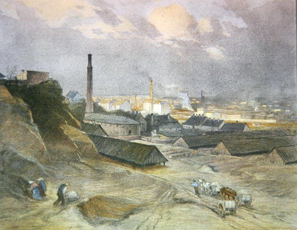 Teglværk i Heiligenstadt, udgivet i Wien (farve litho) af Josef Danilowatz