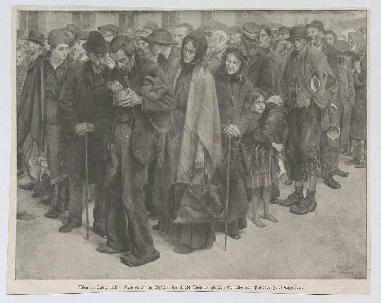 Avisudklip, formentlig fra „Leipziger Illustrirten Zeitung“: „Wien i året 1918“ af Josef Engelhart