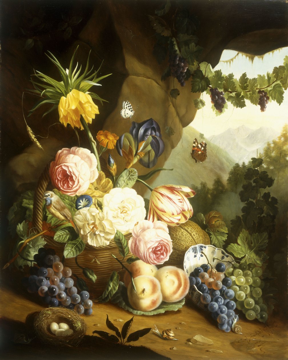 Stilleben med diverse blomster af Josef Holstayn