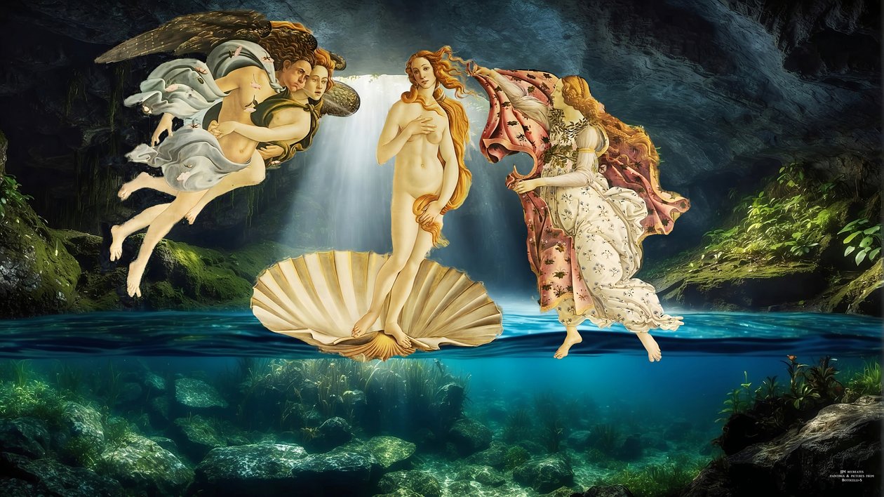 JJM-recreate_Botticelli-S_Die Geburt der Venus _undervand af Josef Johann Michel