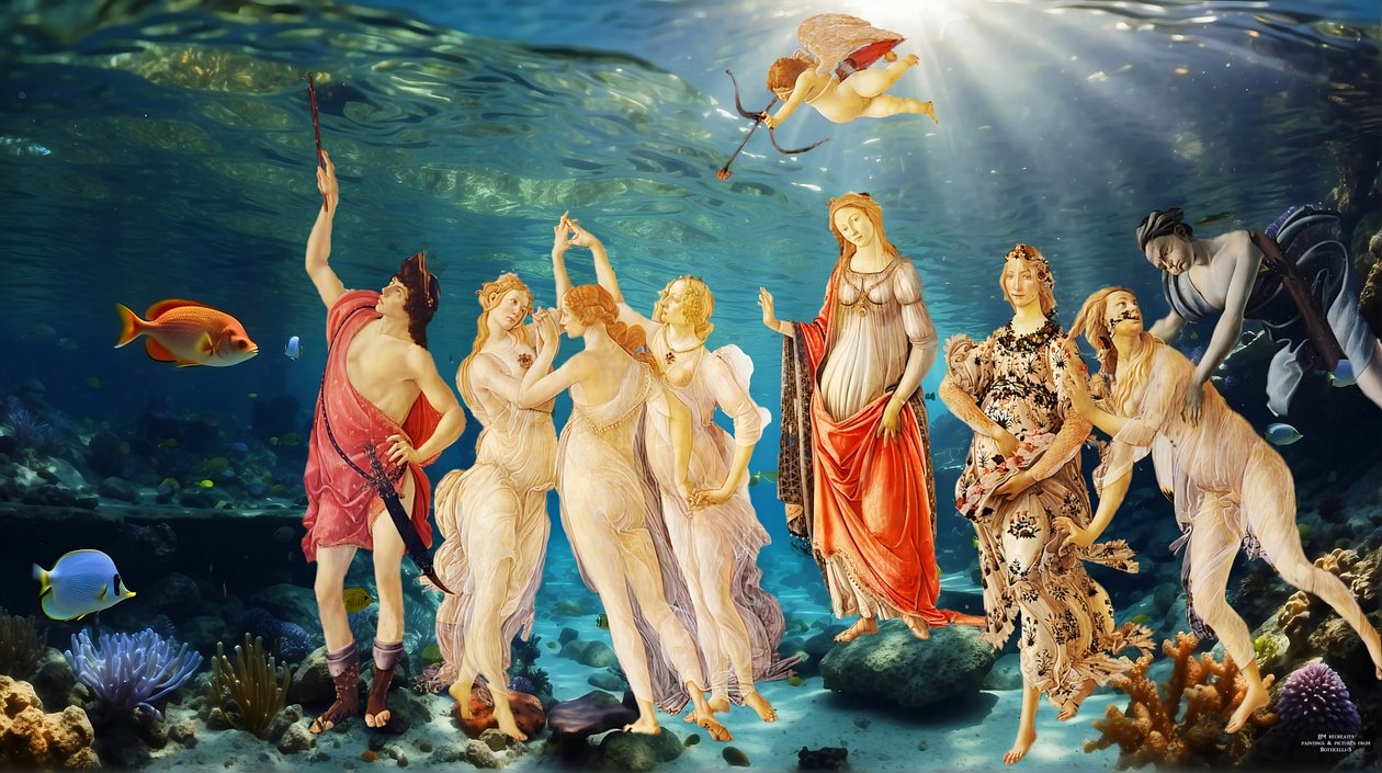 JJM-recreate_Botticelli-S_La Primavera_undervand af Josef Johann Michel