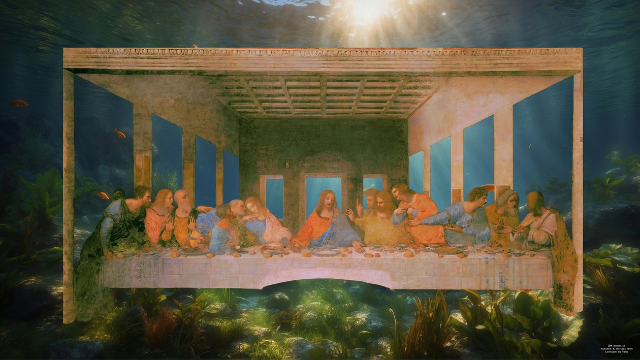 JJM-genskabe_Leonardo da Vinci_Den sidste nadver_under vandet af Josef Johann Michel