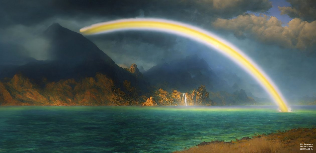 JJM genskaber Bierstadt-A: Rainbow over Jenny Lake af Josef Johann Michel