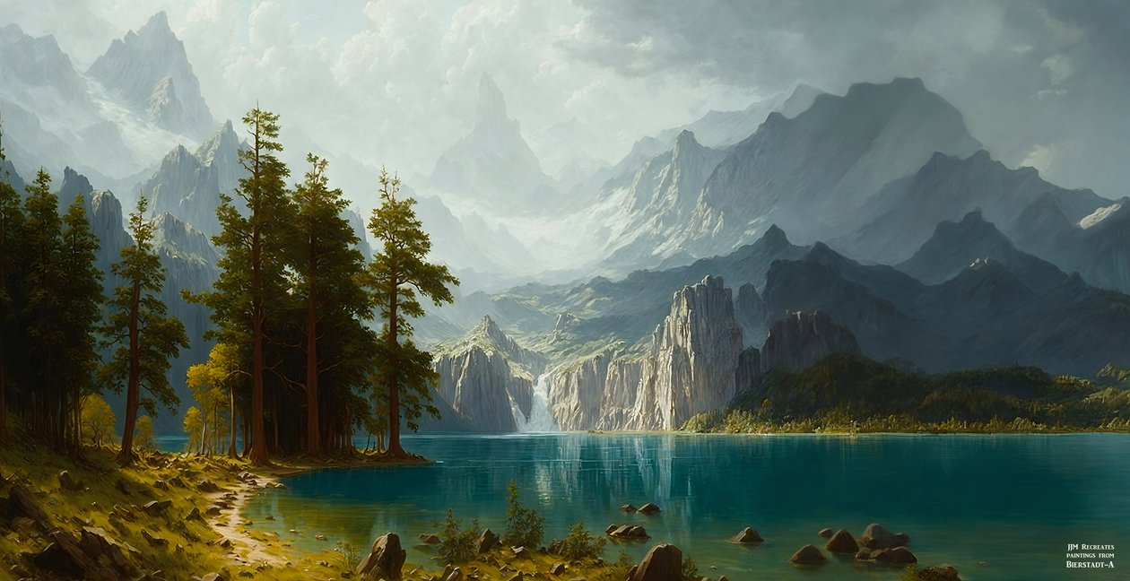 JJM genskaber Bierstadt-A: Sierra Nevada (Panorama) af Josef Johann Michel