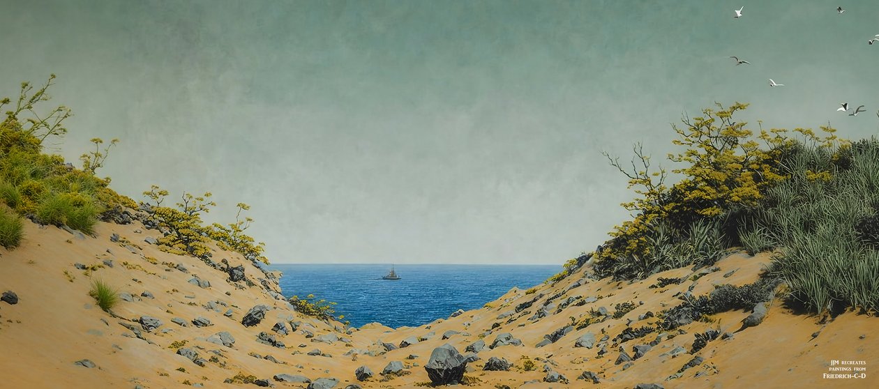 JJM luo uudelleen Friedrich-C-D: Näkymä pankin laman läpi (panoraama) af Josef Johann Michel