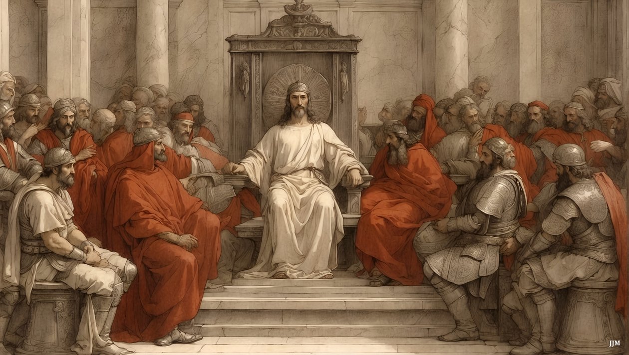 Jesus_Pilatus på dommersædet_01 af Josef Johann Michel