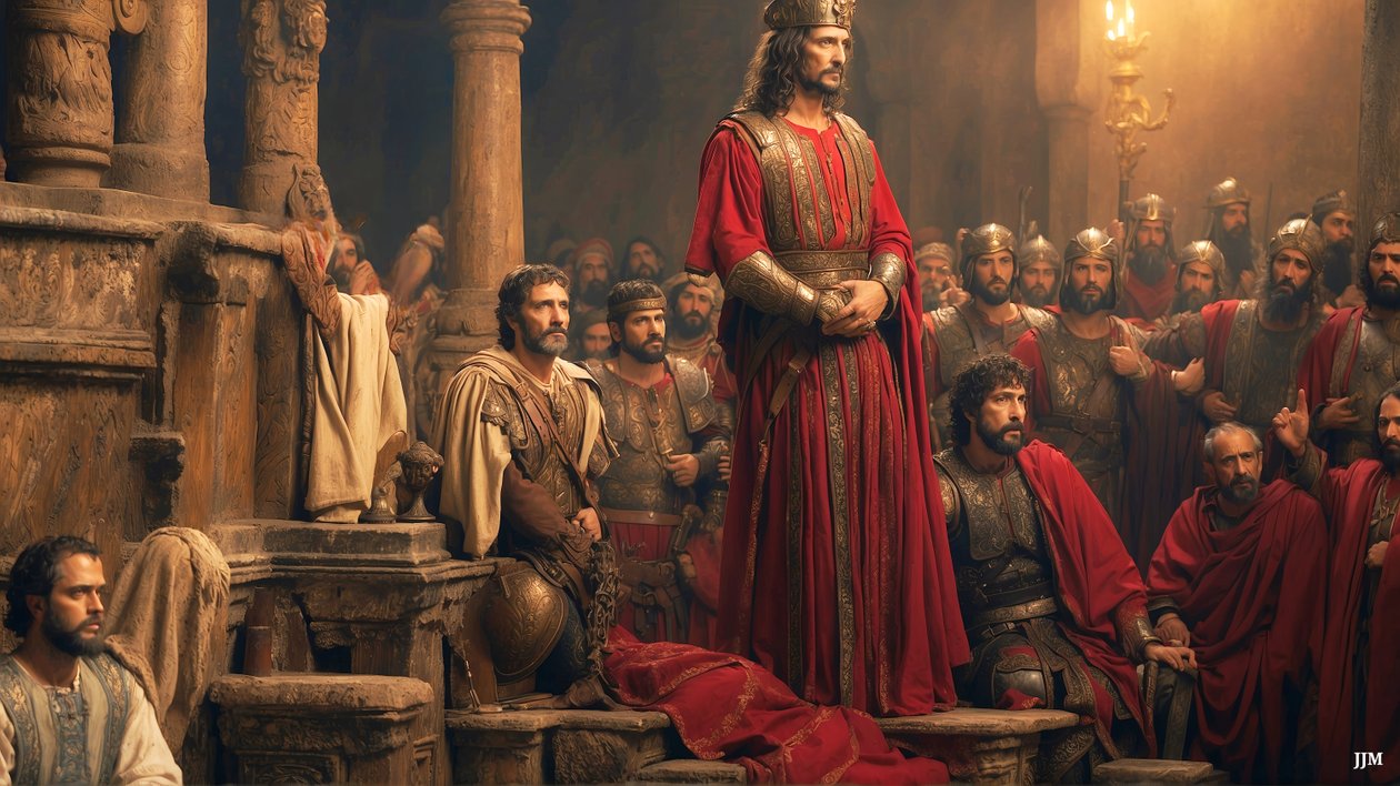 Jesus_anklaget og dømt af Pilatus_02 af Josef Johann Michel