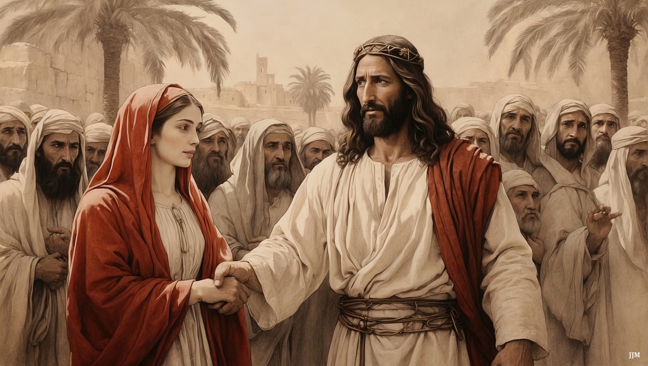 Jesus_redder den utro kvinde fra stening_02 af Josef Johann Michel