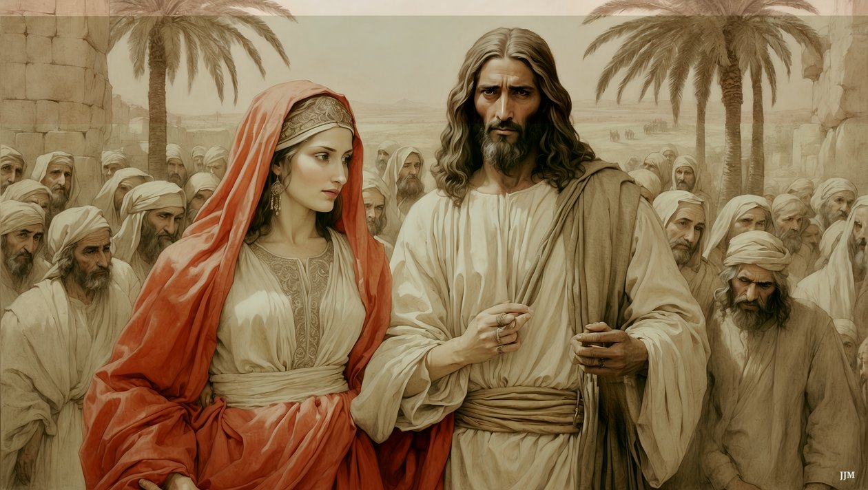 Jesus_redder den utro kvinde fra stening_03 af Josef Johann Michel