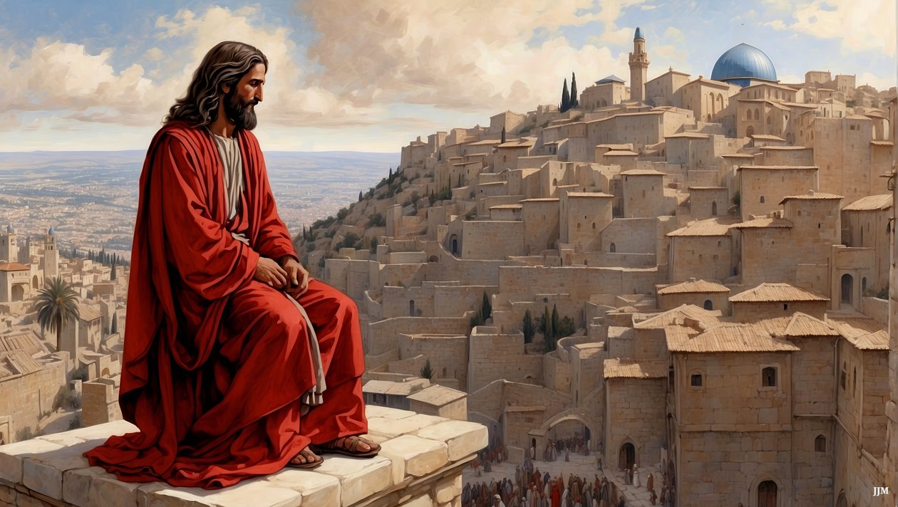 Jesus_blev placeret på templets tinde af djævelen - fald ned_02 af Josef Johann Michel