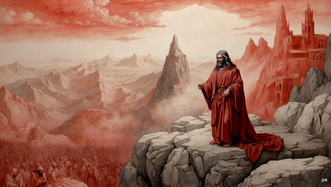 Jesus_blev vist alle verdens riger af djævelen på et bjerg - tilbed mig_02 af Josef Johann Michel
