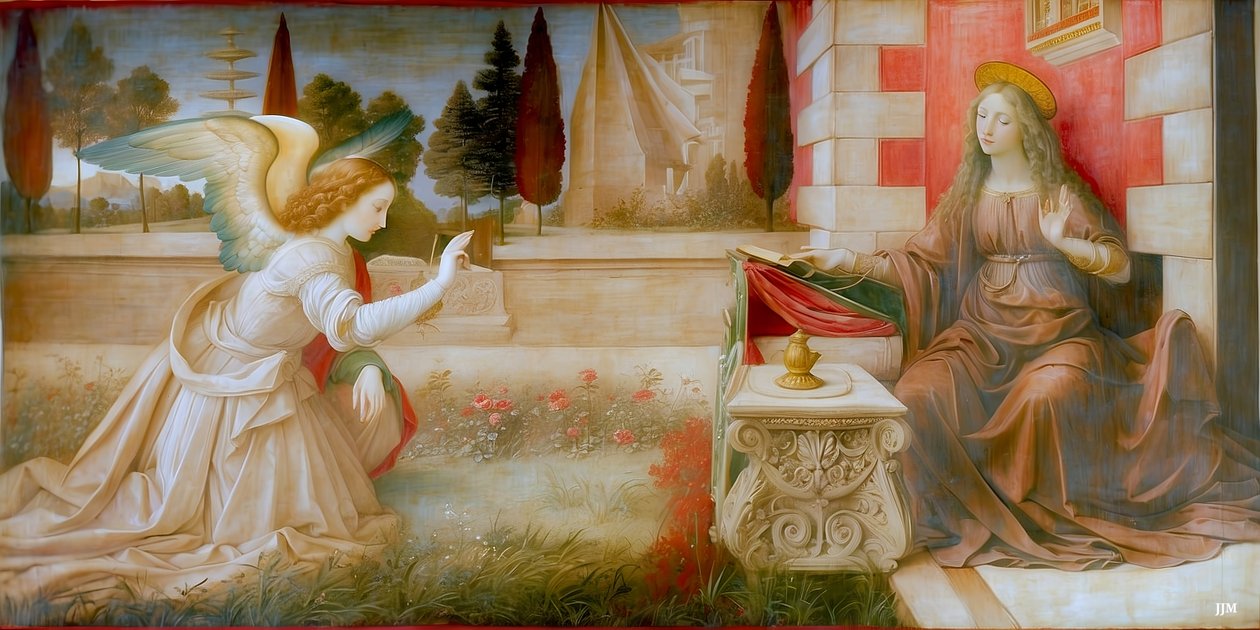 En engel fortæller Maria om undfangelsen_01 af Josef Johann Michel