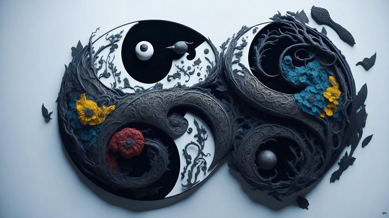 encaustic Feng Shui koncept af YIN OG YANG _04 af Josef Johann Michel