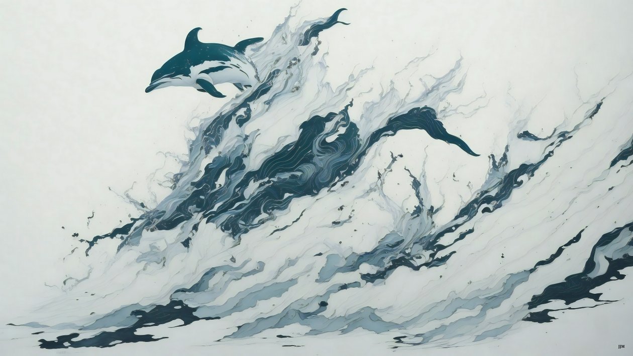 blækmaleri: Dolphin_01 af Josef Johann Michel