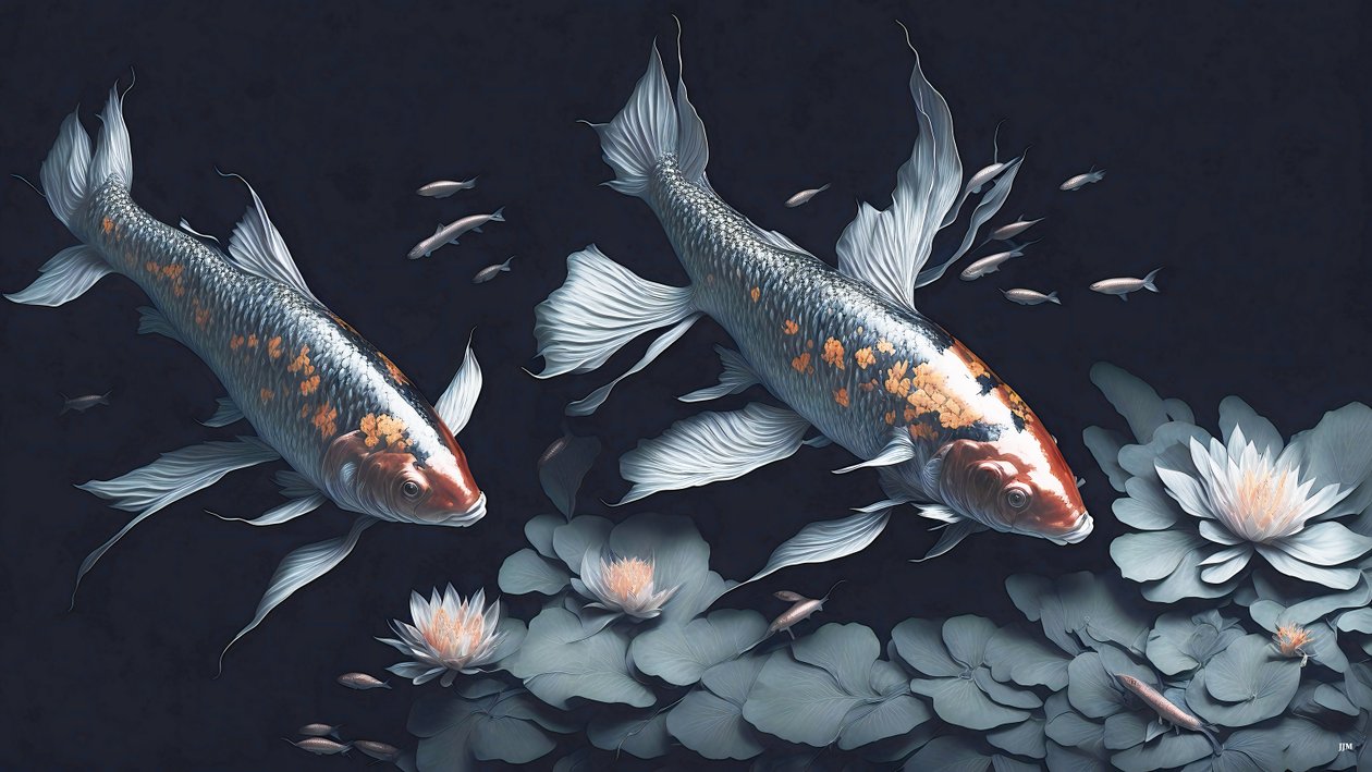 mustemaalaus: Koi-Karpfish_red_02 af Josef Johann Michel