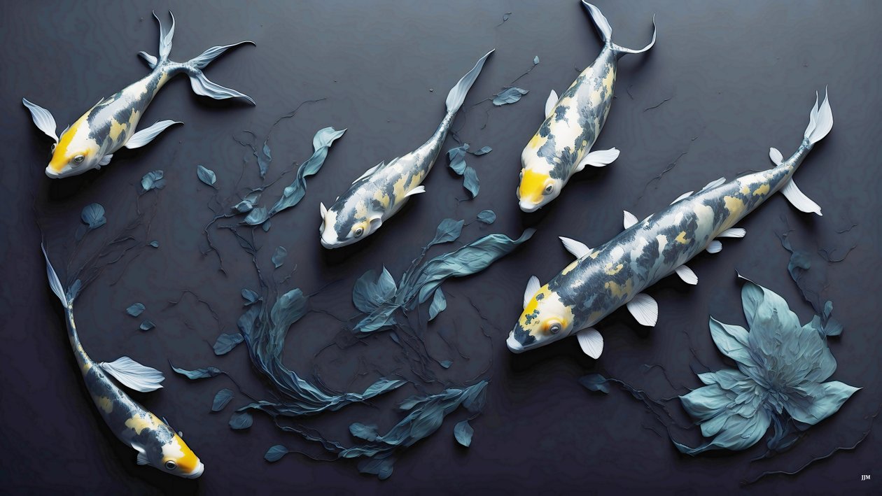 mustemaalaus: Koi-Karpfish_yellow_01 af Josef Johann Michel
