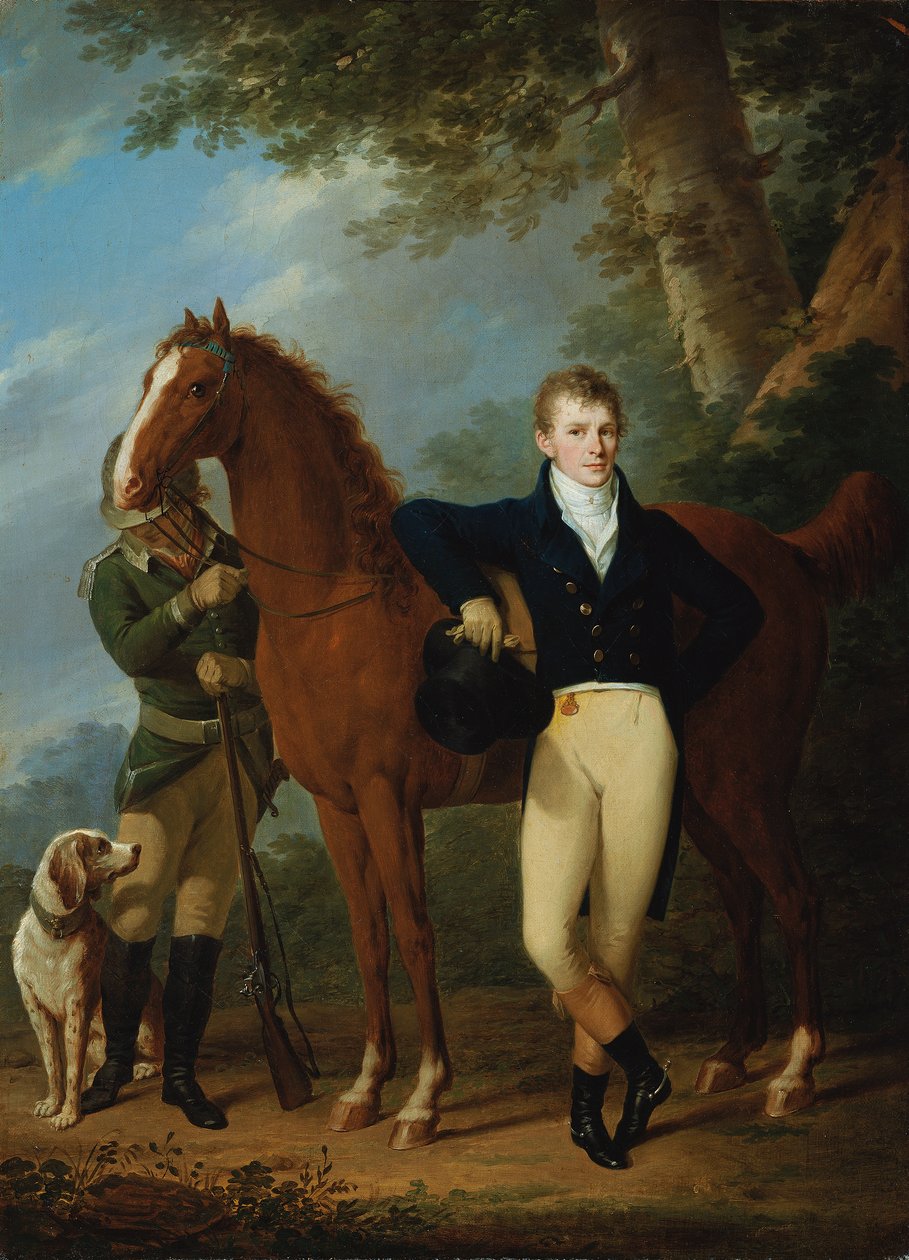 Klokkestifteren Johann Caspar Hofbauer med hest og jæger af Josef Kreutzinger
