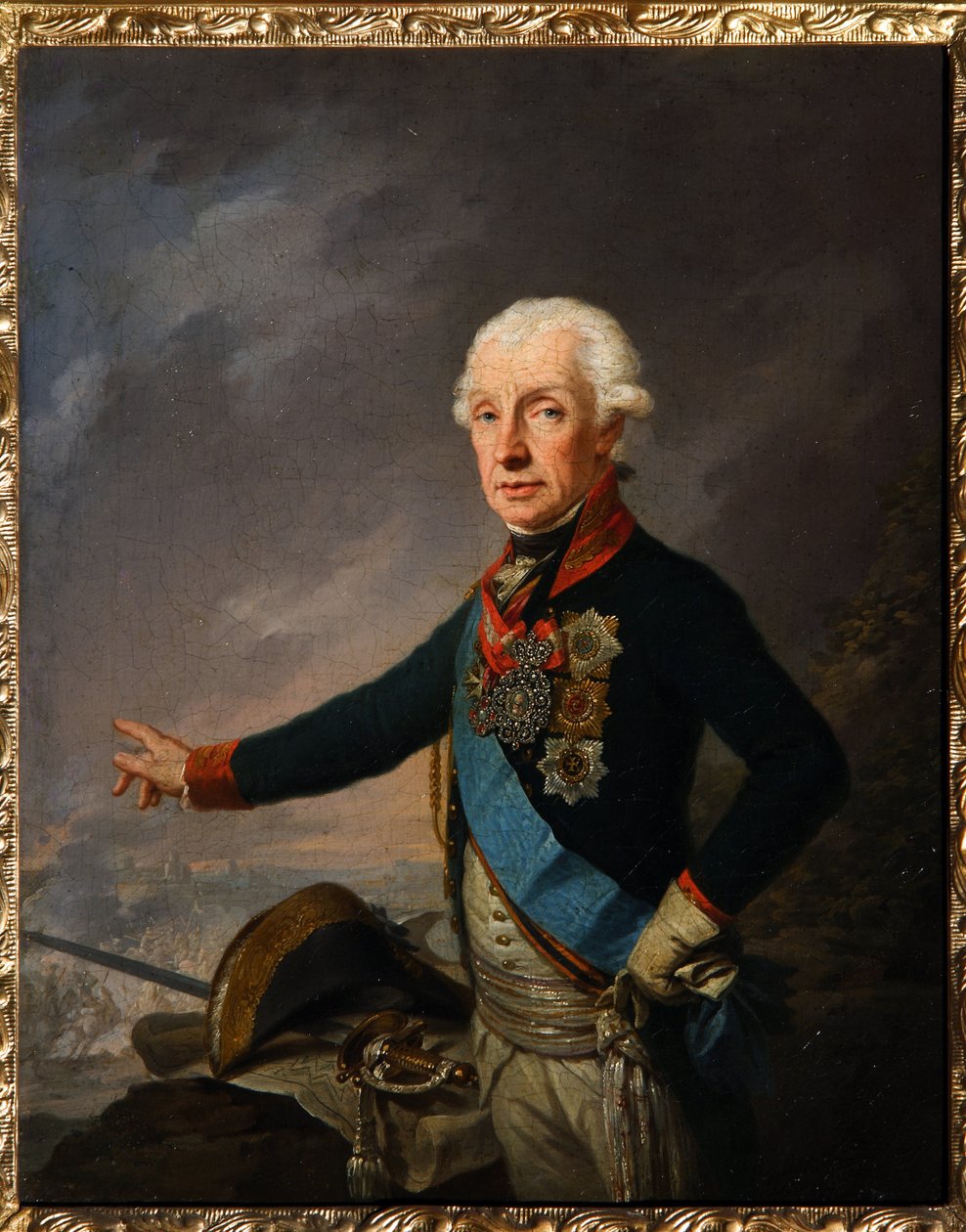 Portræt af marskal generalissimo prins Alexander Suvorov (1729-1800). (Portræt af feltmarskal Generalissimo Prins A. Suvorov). Maleri af Josef Kreuzinger (1757-1829), olie på lærred af Josef Kreuzinger