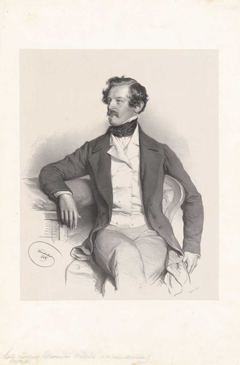Alexander friherre von Bach (1813-1893), jurist, politiker af Josef Kriehuber