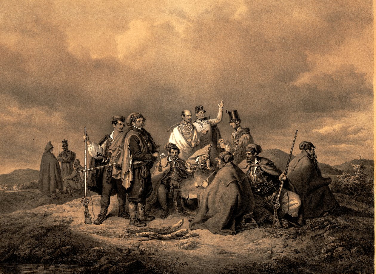 Bivouc Kriehuber Litho af Josef Kriehuber