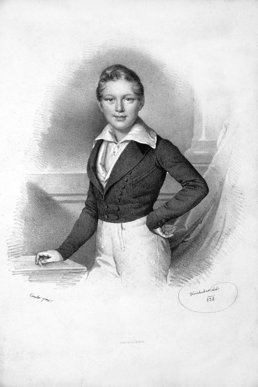 Franz Josef I. 1838 Litografi af Josef Kriehuber