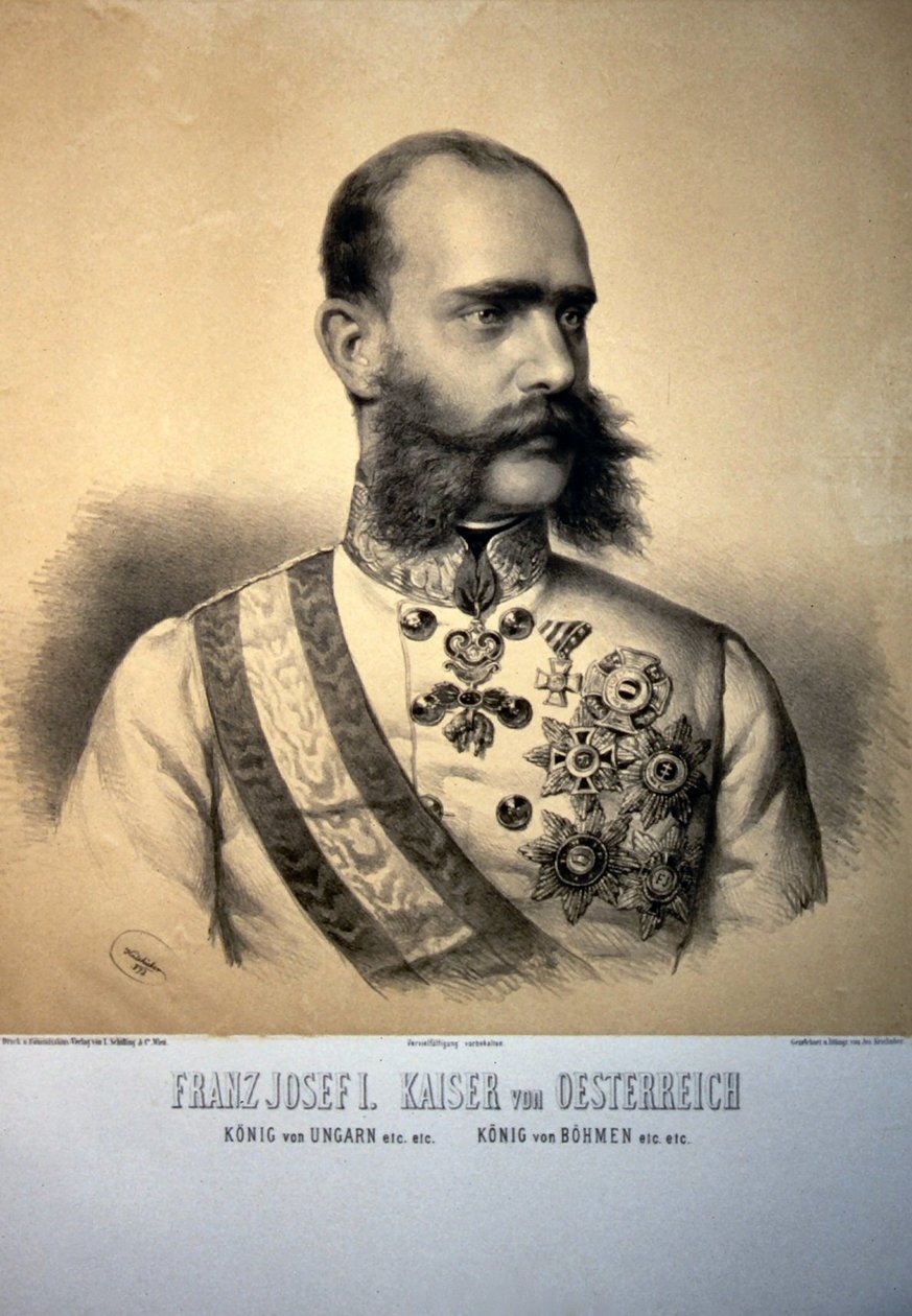 Franz Josef I. 1873 Litografi af Josef Kriehuber