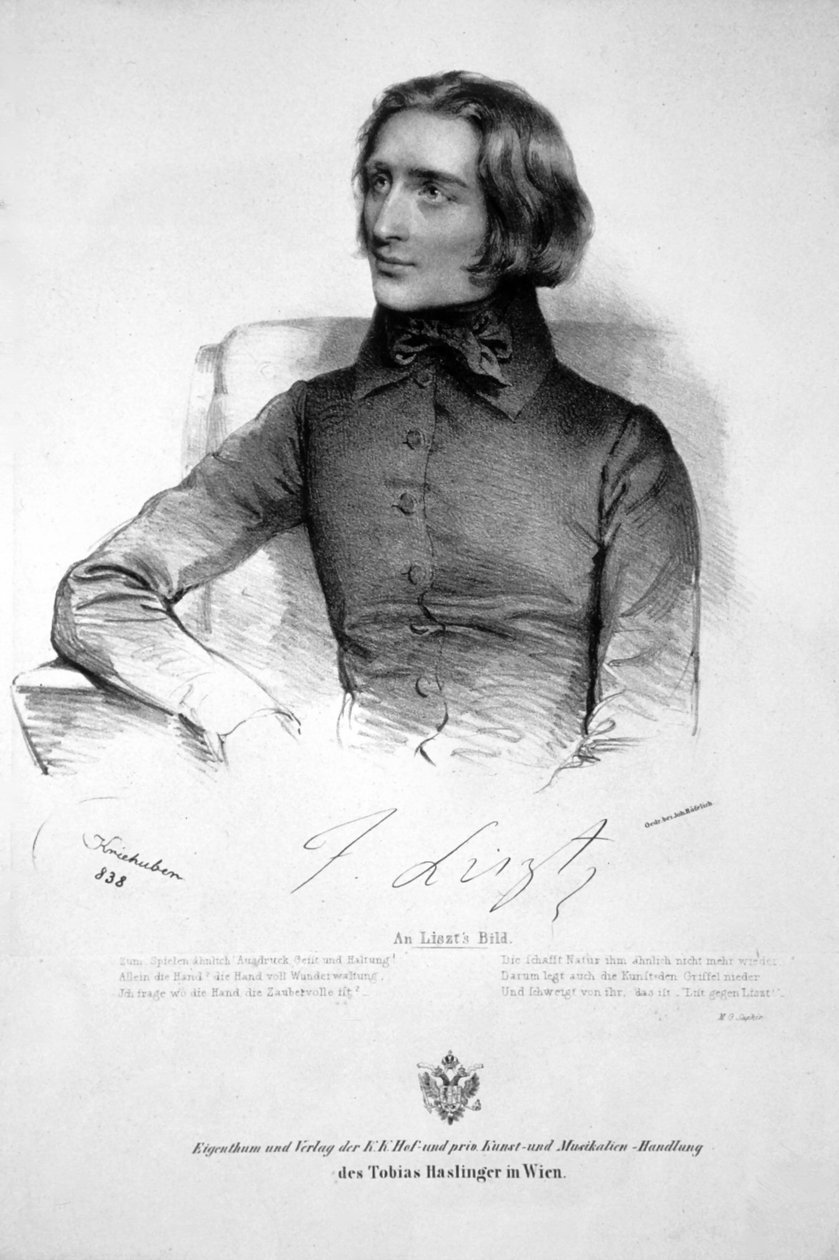 Franz Liszt Litho 1838 af Josef Kriehuber