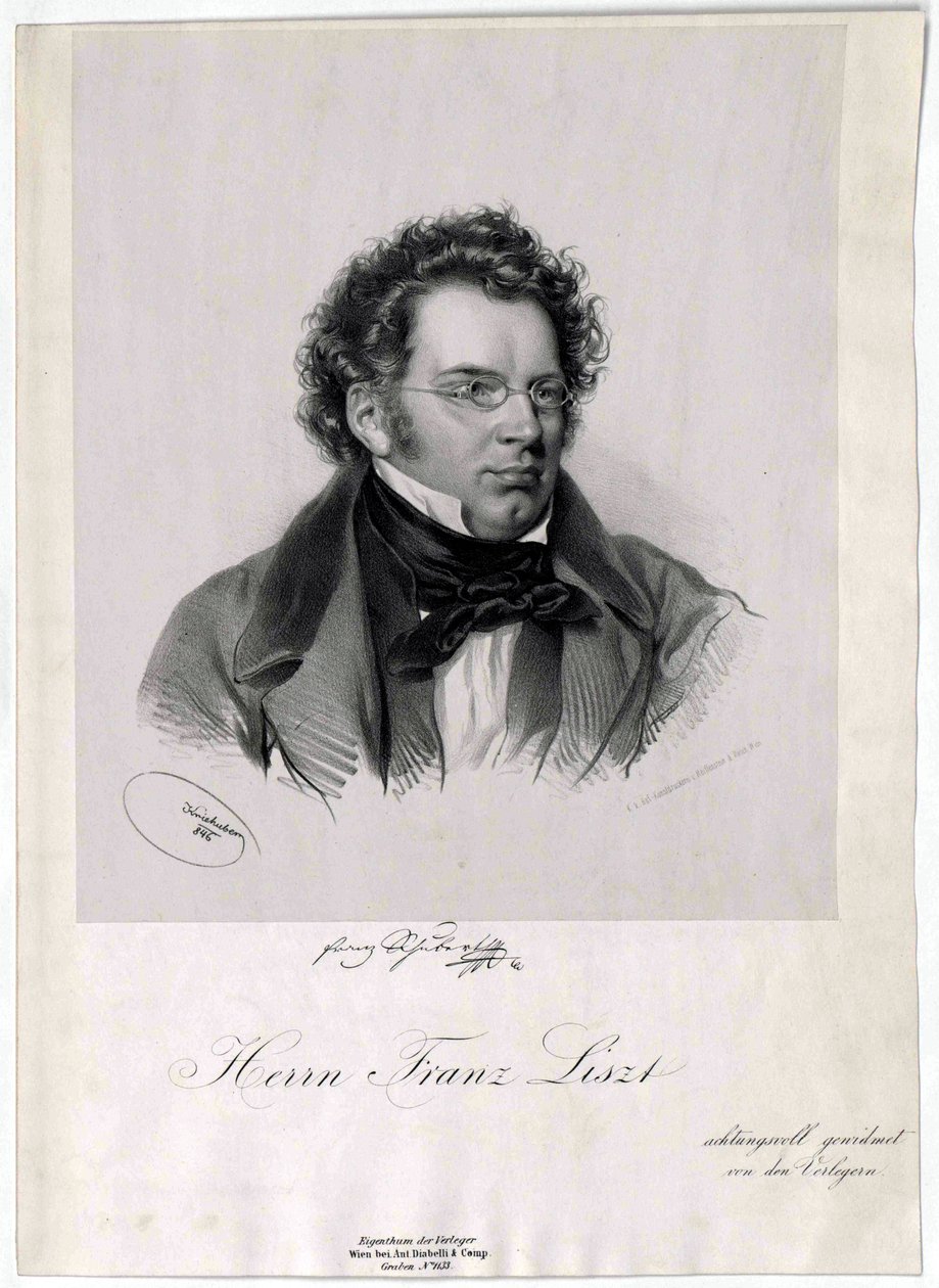Franz Schubert Litho af Josef Kriehuber