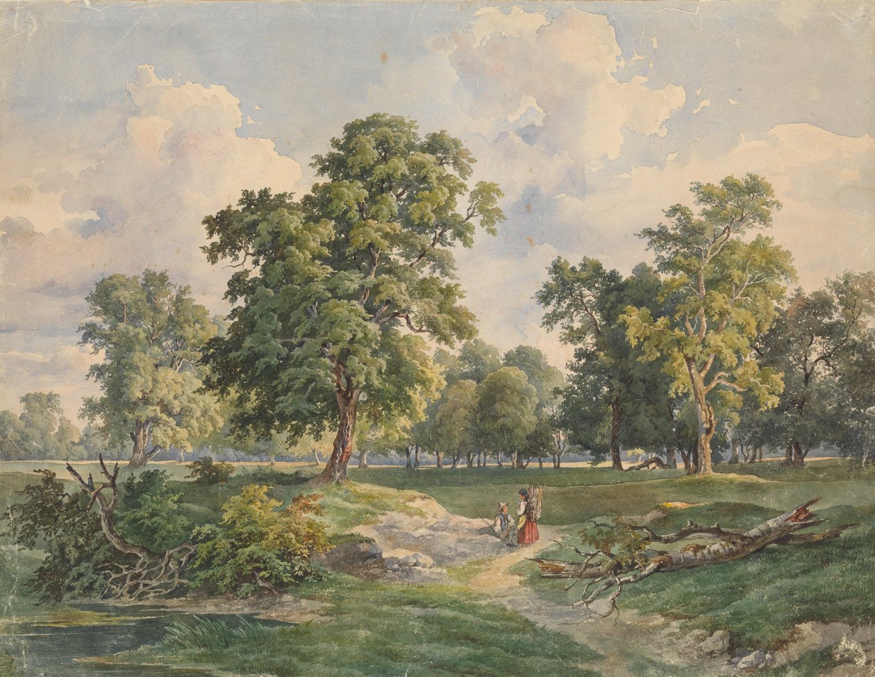 Stort parklandskab, Laxenburg af Josef Kriehuber