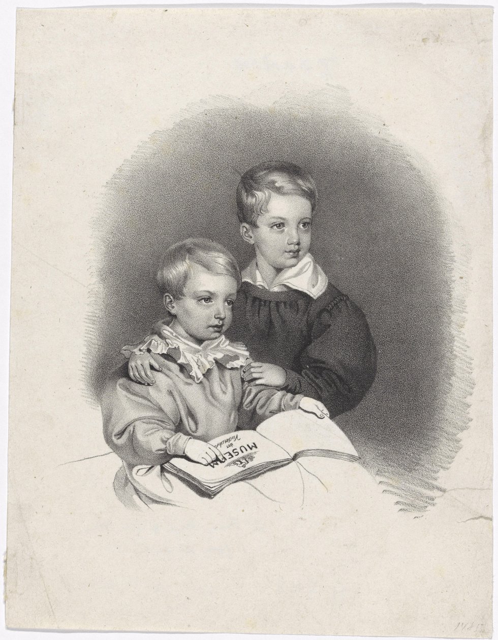 Kronprins Franz Joseph og ærkehertug Ferdinand Maximilian Josef som børn af Josef Kriehuber