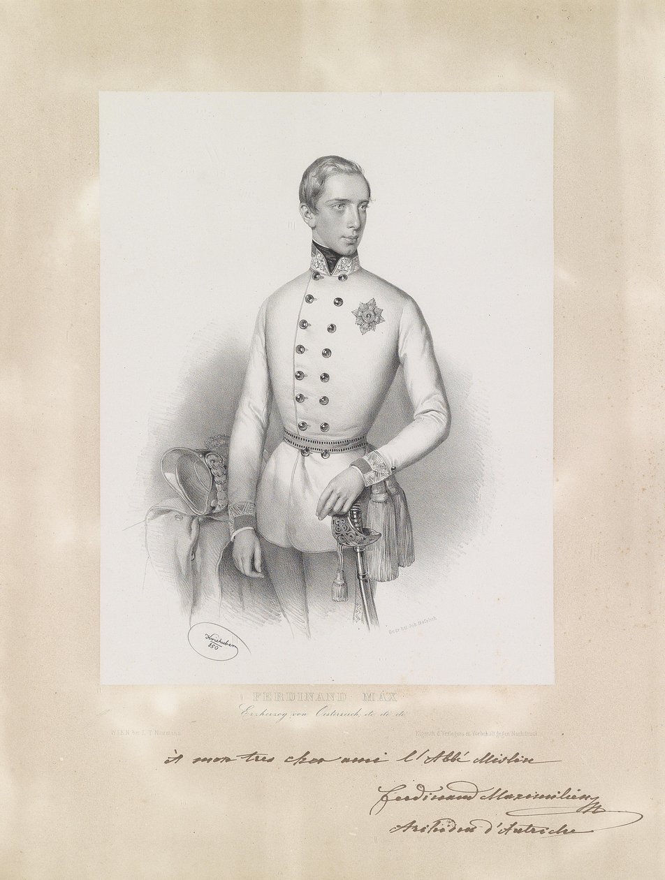 Portræt af den unge ærkehertug Ferdinand Maximilian i uniform af Josef Kriehuber