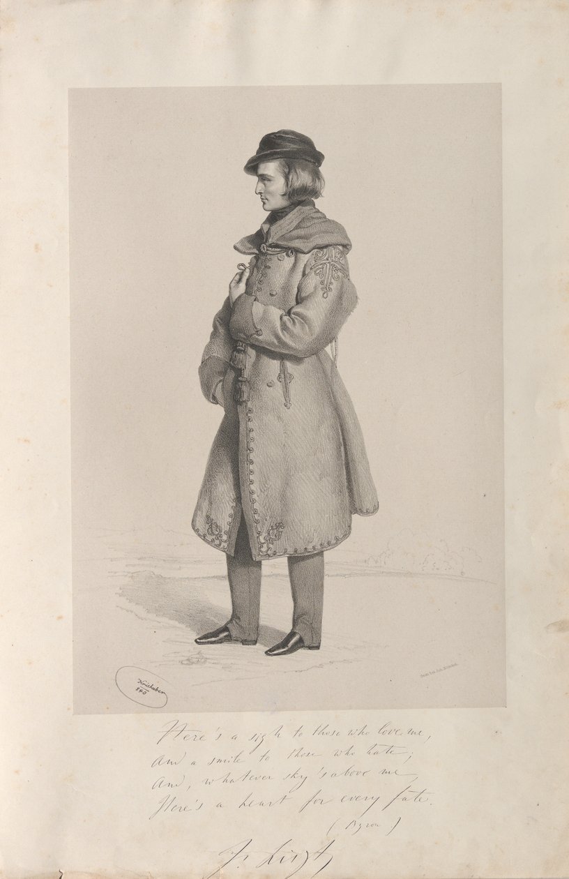 Portræt af Franz Liszt 1811-1886, 1840. af Josef Kriehuber