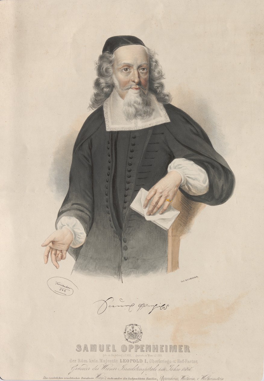 Portræt af Samuel Oppenheimer 1631-1703, 1846. af Josef Kriehuber