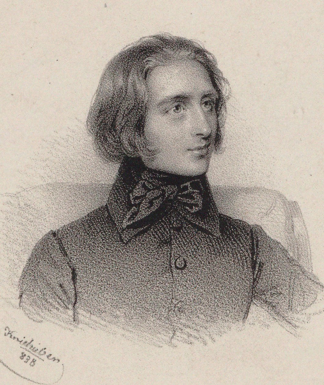 Portræt af komponisten Franz Liszt 1811-1886, 1838. af Josef Kriehuber