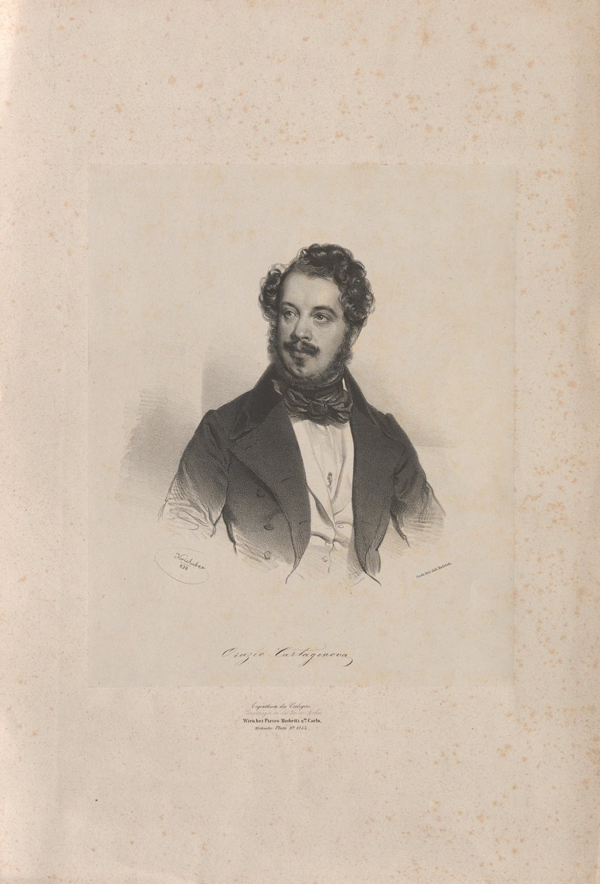 Portræt af operasangeren Giovanni Orazio Cartagenova 1800-1841, 1838. af Josef Kriehuber