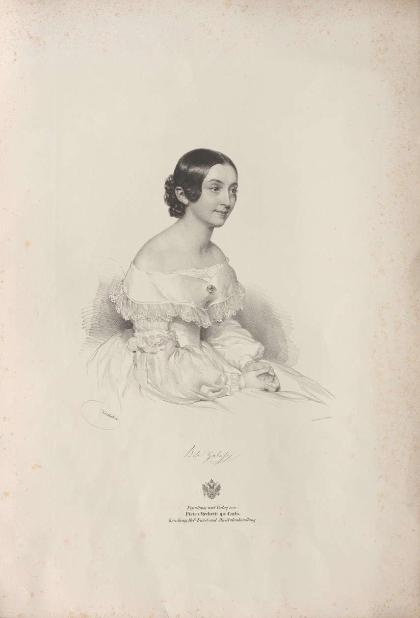 Portræt af operasangerinden Rita Gabussi 1810-1891, 1840. af Josef Kriehuber