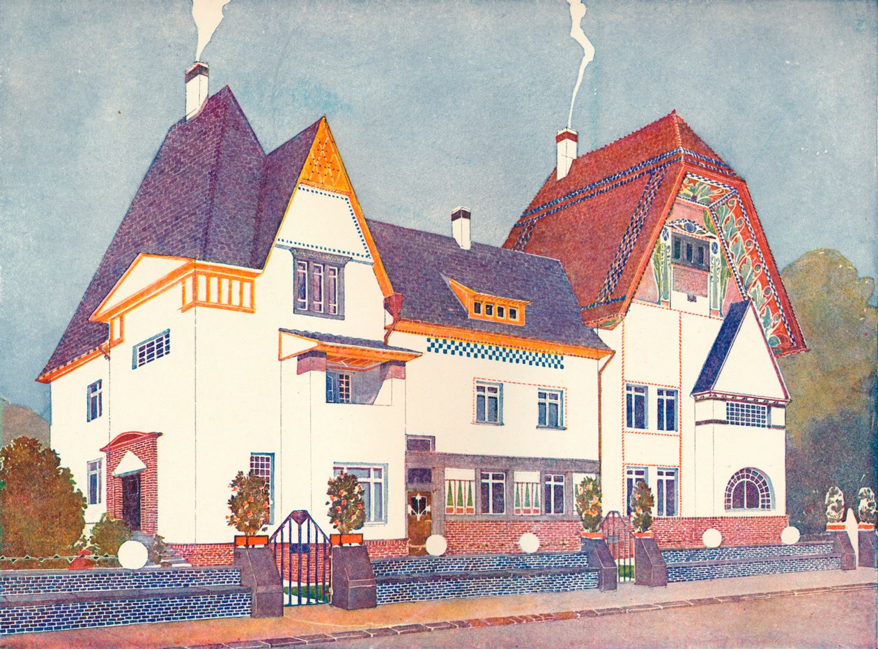 Hus i Darmstadt, designet af professor Joseph Olbrich, c1900 1901-1902 af Josef Maria Olbrich
