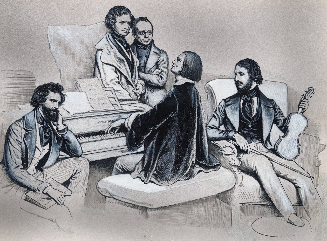 Tegning efter litografi af Josef Kriehuber (1800-1876) af Josef Nikolaus Kriehuber