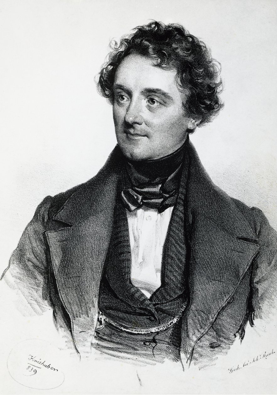 Portræt af Johann Nepomuk Eduard Ambrosius Nestroy (Wien af Josef Nikolaus Kriehuber